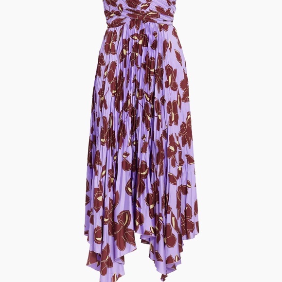 Jonathan Simkhai Portia Asymmetric Midi Dress Lavender/Floral  Women's Size: 0 - Picture 5 of 8